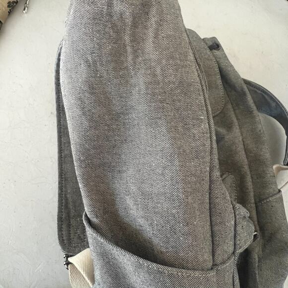 Everlane Backpack Laptop Modern Gray Twill Double Snap Drawstring Pocket - Picture 5 of 11